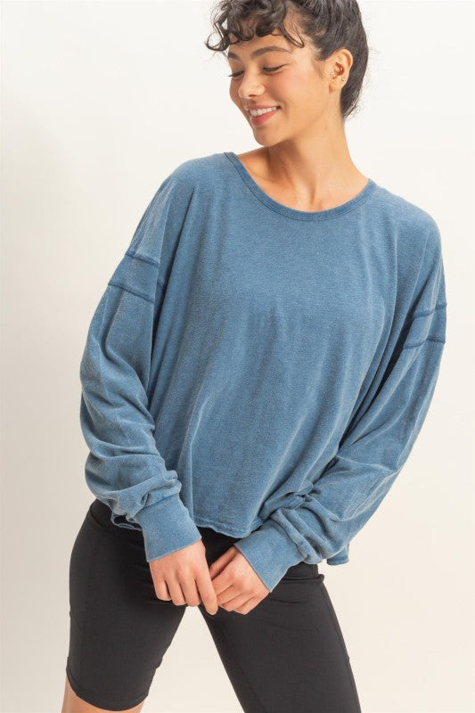 Cross Detail Open Back Long-sleeve Top