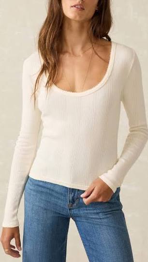 Pacific Pointelle Scoop Neck Top