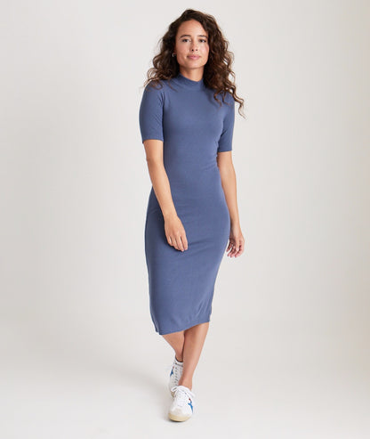 LEXI RIB MOCK NECK MIDI DRESS