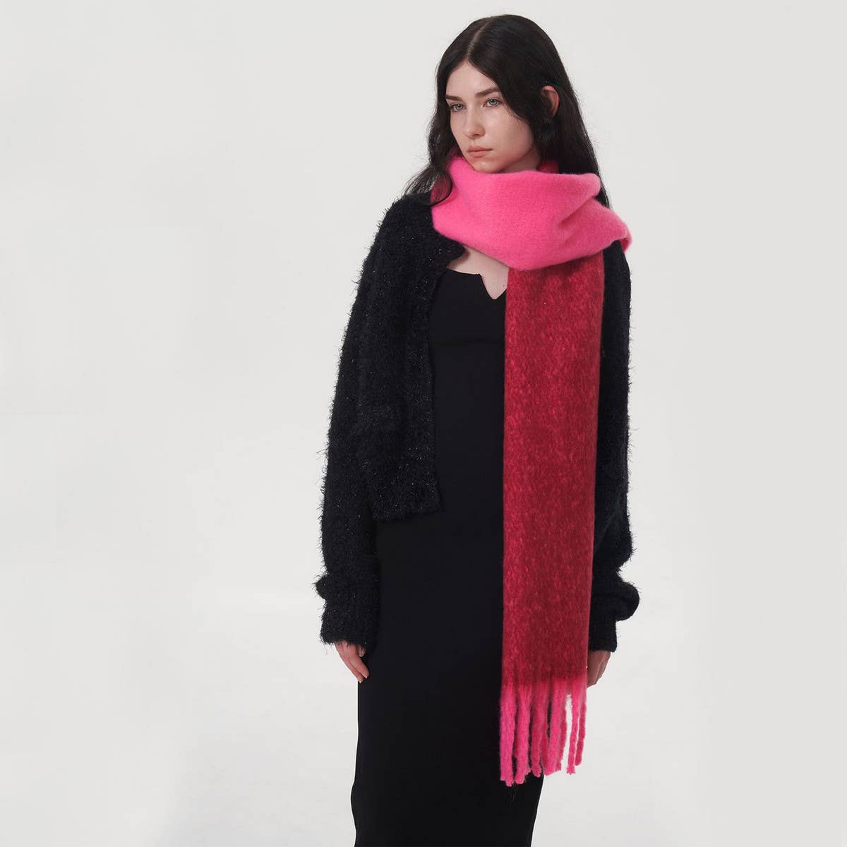 WARM TWO-COLOR MOHAIR SCARF