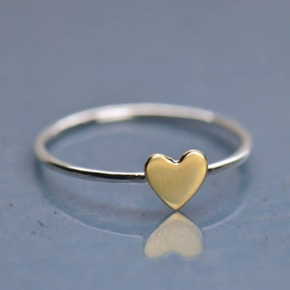 Sterling Silver Ring with Tiny Bronze Heart: 6