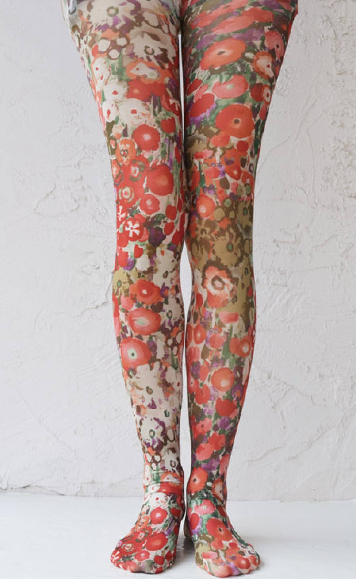 BOUQUET BEAUTY Printed Art Tights: Orange